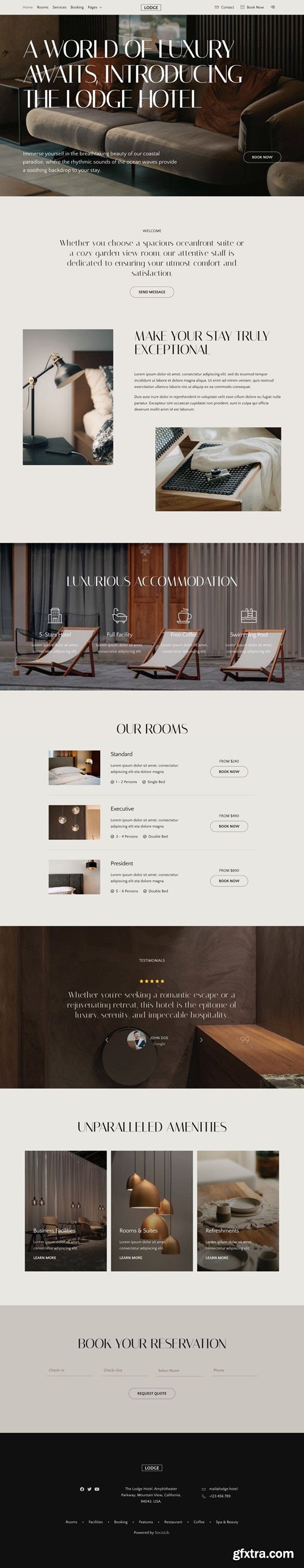 Lodge - Hotel & Resort Elementor Template Kit 9D3Q3RF