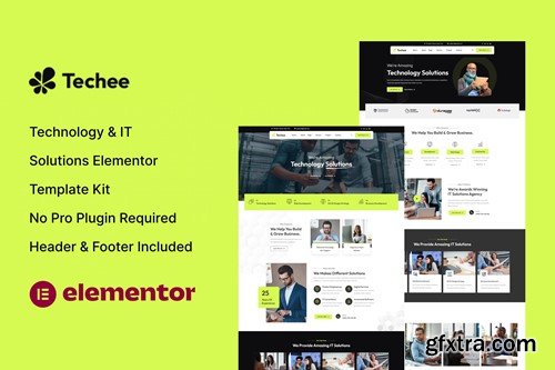 Techee - Technology & IT Solutions Elementor Template Kit Z52T53P