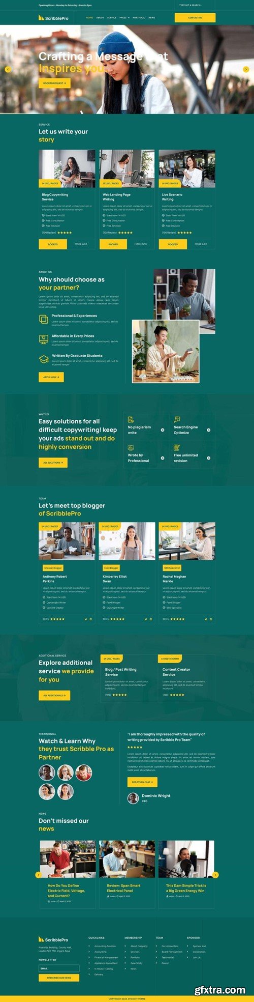 Scribble - Content Writing Service Elementor Template Kit UB753V9