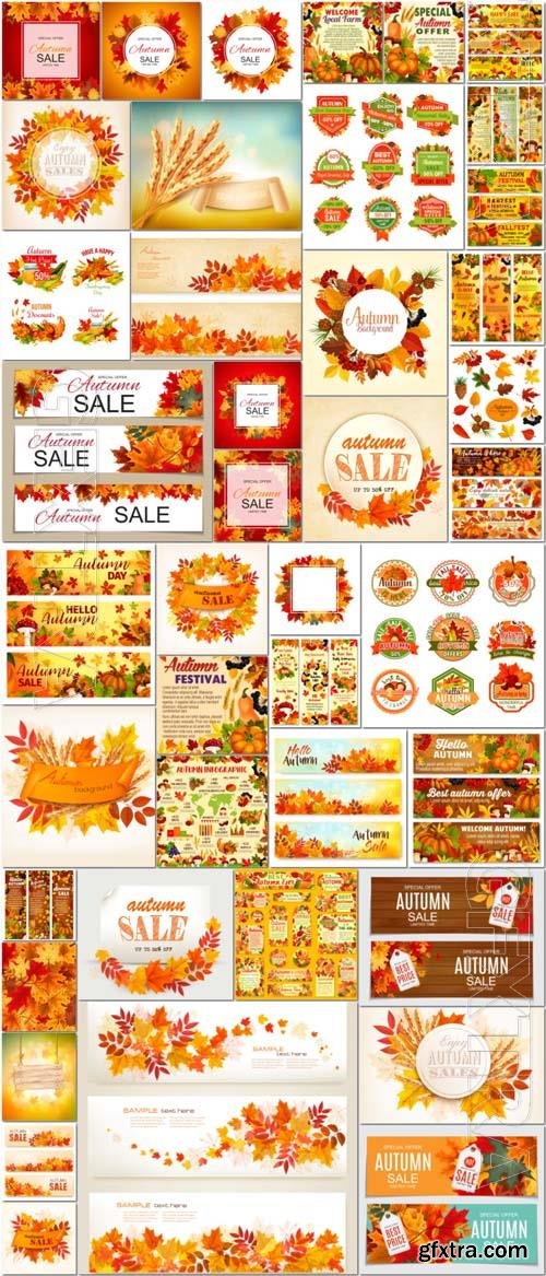 42 Autumn, fall backgrounds and elements vector illustration