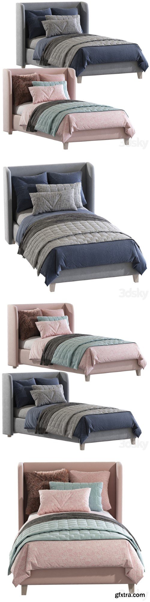 Pro 3DSky - Bed Angela Upholstered Low Profile Standard Bed