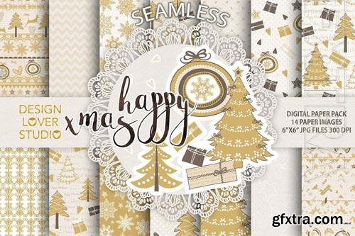 Gold christmas digital paper pack