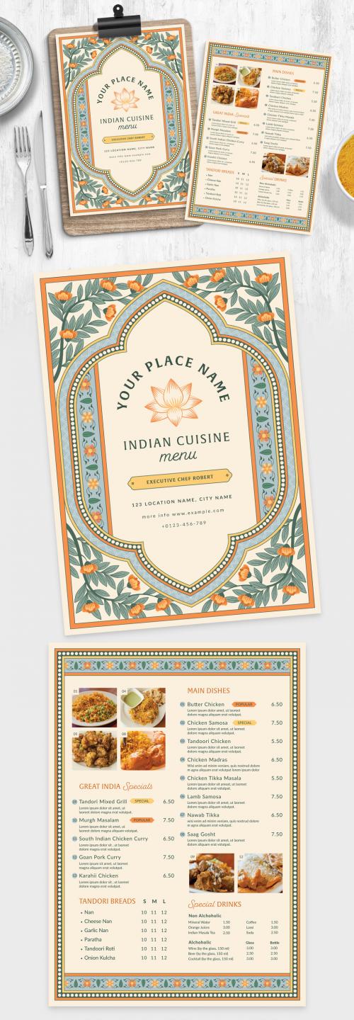 Indian Menu Template 582790832