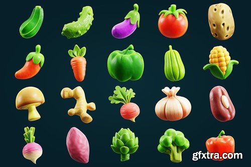 3D Vegetable Element Icon Vol 3 M53GYR9