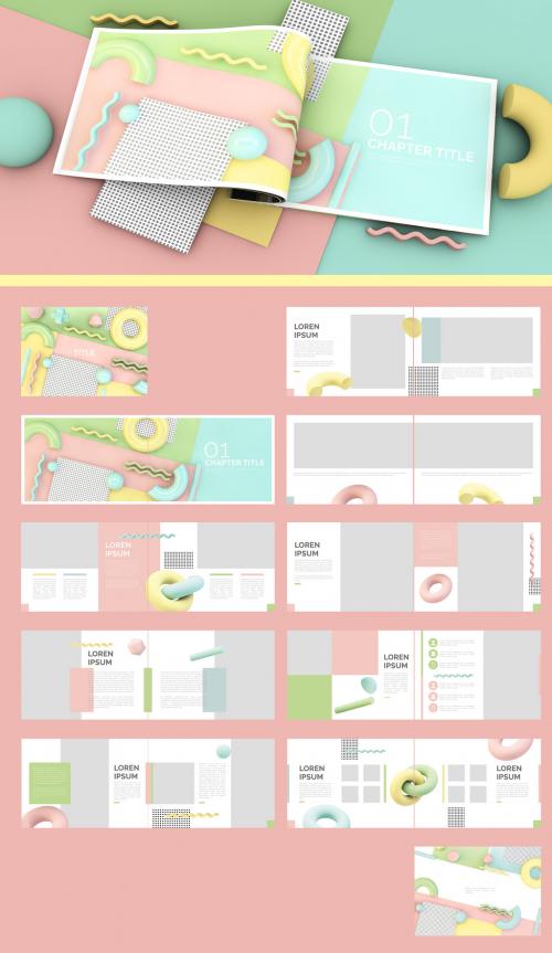 Multipurpose Brochure with Pastel 3D Geometric Elements 269265014