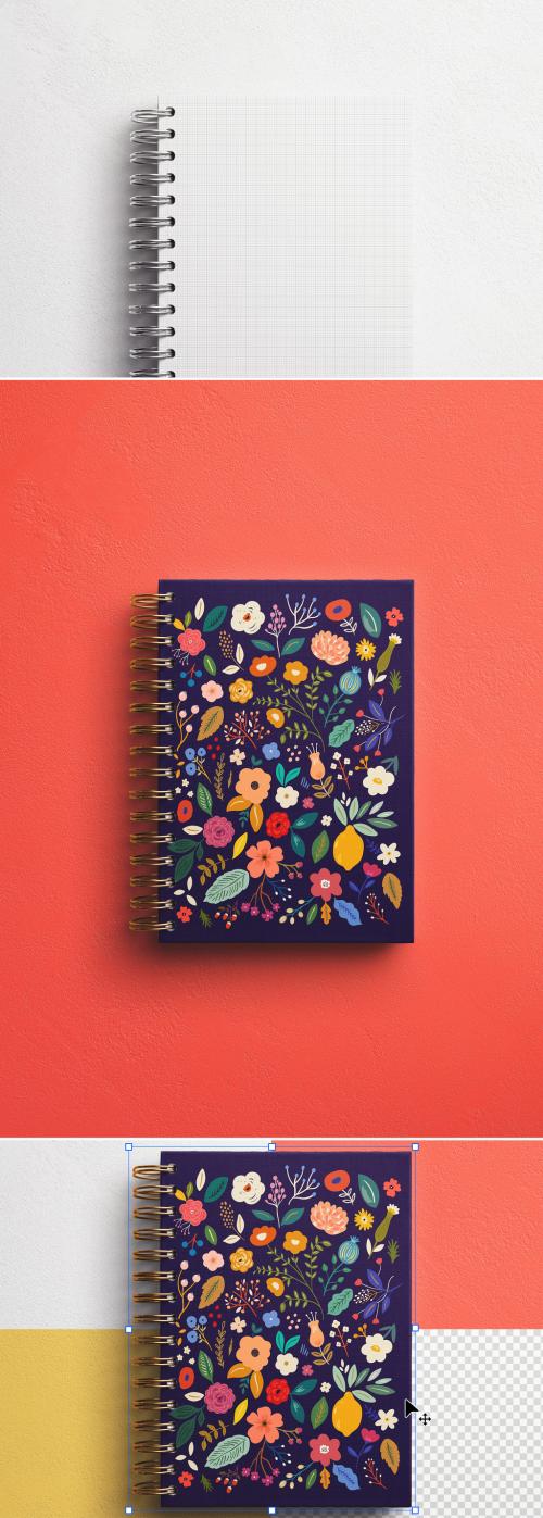 Spiral Bound Notebook Front Cover Mockup 587333310