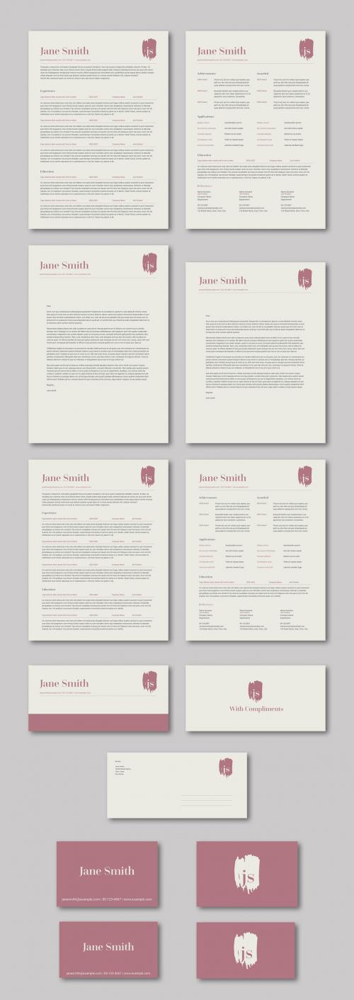 Resume Layout Set with Mauve Accents 297634669