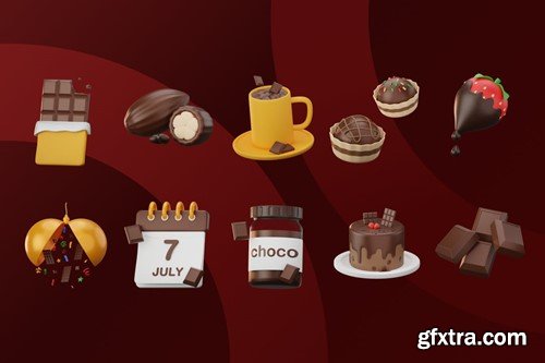 3D Icon World Chocolate Day Illustration Colection WZDSBGP