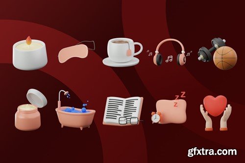 3D Icon Self Care Day Illustration Collection ZBDL7U9