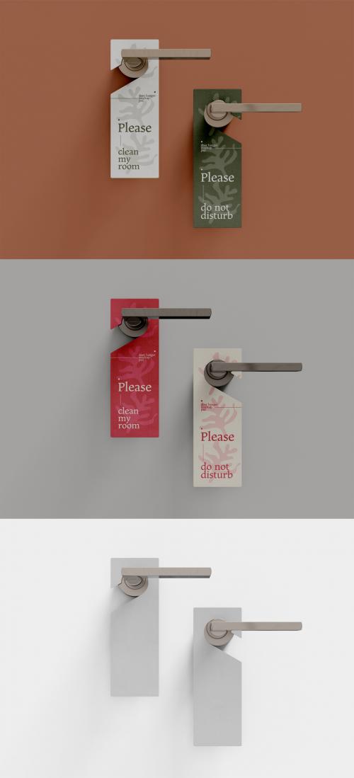 Two Door Hangers on Metal Handle Mockup 586567597