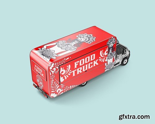 Food Truck Caravan Mockup GKG6TVM