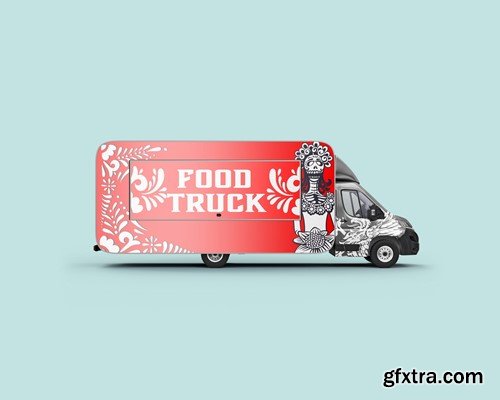 Food Truck Caravan Mockup GKG6TVM