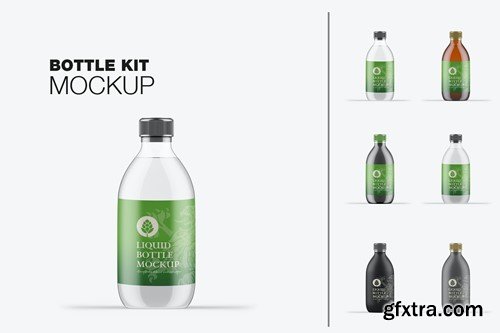 Pack of 6 Liquid Bottles Mockup Z8X3WKY