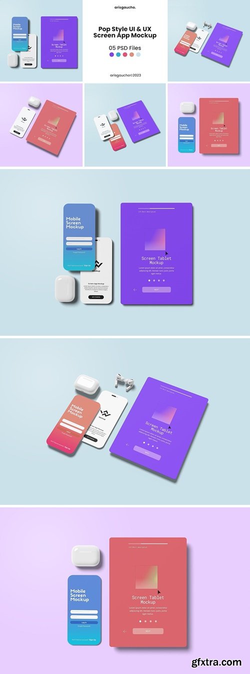 Pop Style UI and UX Screen App Mockup GLNAGSX