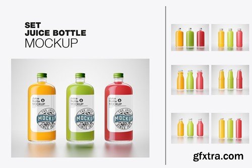 Set of 3 Juice Bottle Mockup V352H2W