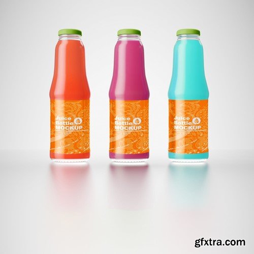 Set of 3 Juice Bottle Mockup V352H2W