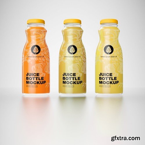 Set of 3 Juice Bottle Mockup V352H2W