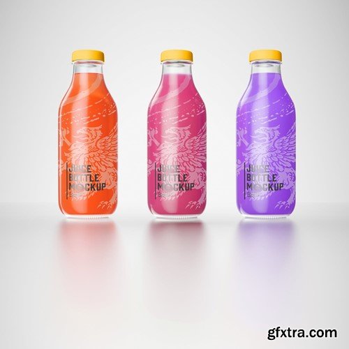 Set of 3 Juice Bottle Mockup V352H2W