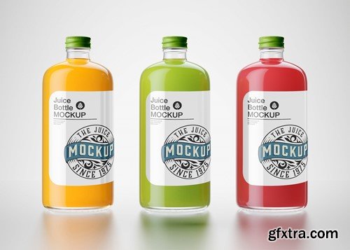 Set of 3 Juice Bottle Mockup V352H2W