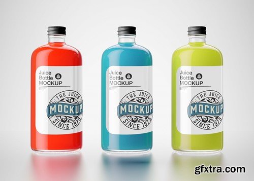 Set of 3 Juice Bottle Mockup V352H2W