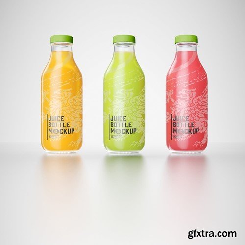 Set of 3 Juice Bottle Mockup V352H2W