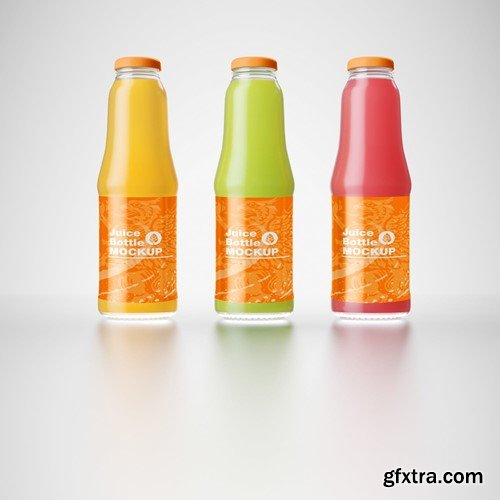 Set of 3 Juice Bottle Mockup V352H2W