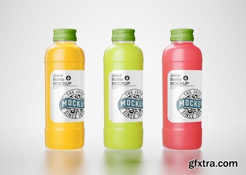 Set of 3 Juice Bottle Mockup V352H2W