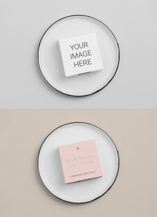 Small Square Box Mockup Top View 586576255