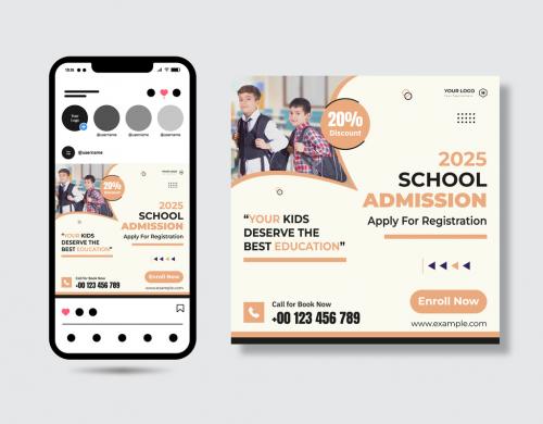 School Admission 2025 Post Design Template 582941975