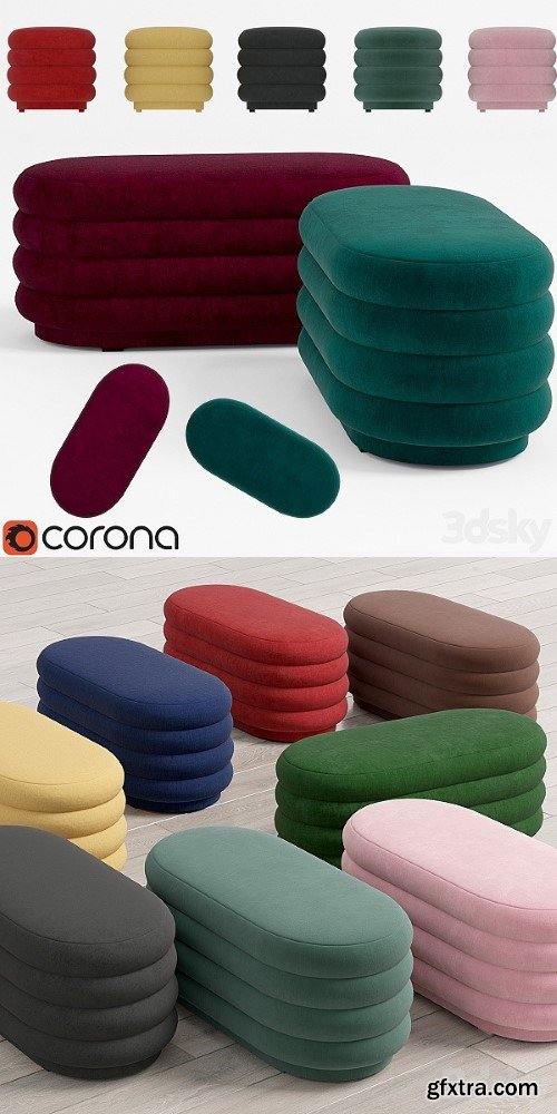 Ferm Living Velour Pouf Oval