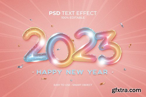 Happy New Year 2023 Foil Balloons Text Effect GVG4L4X