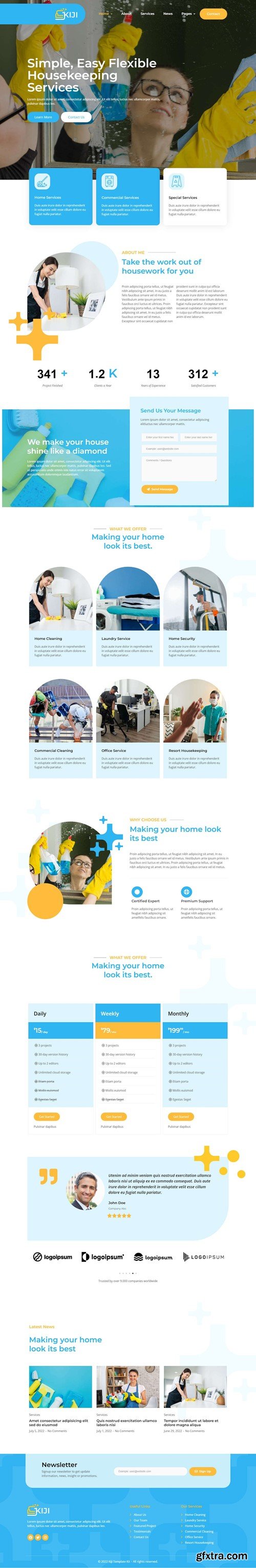Kiji - Houskeeping & Cleaning Services Elementor Template Kit ZV6T5MH