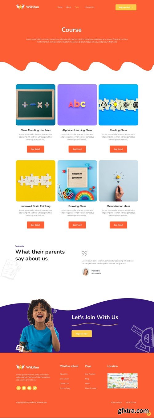 Wikifun - Kindergarten School Elementor Template Kit T9GS43Q