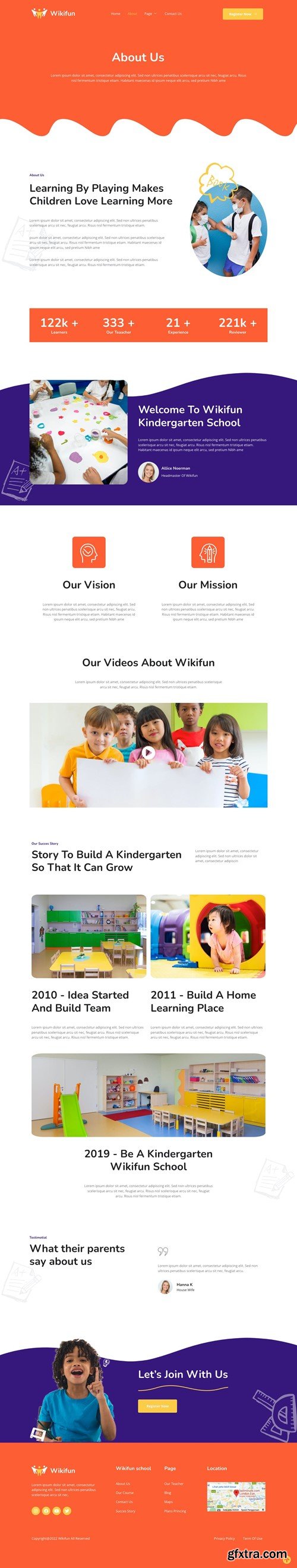 Wikifun - Kindergarten School Elementor Template Kit T9GS43Q