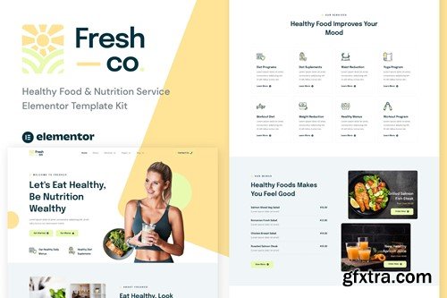 Freshco - Healthy Food & Nutrition Service Elementor Template Kit 4Y38HD8