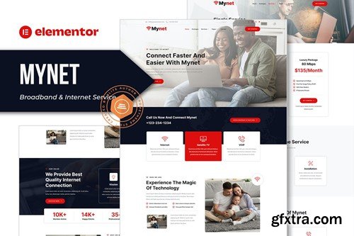 Mynet - Broadband & Internet Service Provider Elementor Template Kit 6Y92SXT