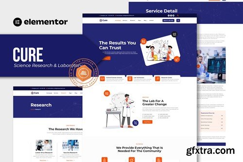 Cure - Science Research & Laboratory Elementor Template Kit 63K3Q22