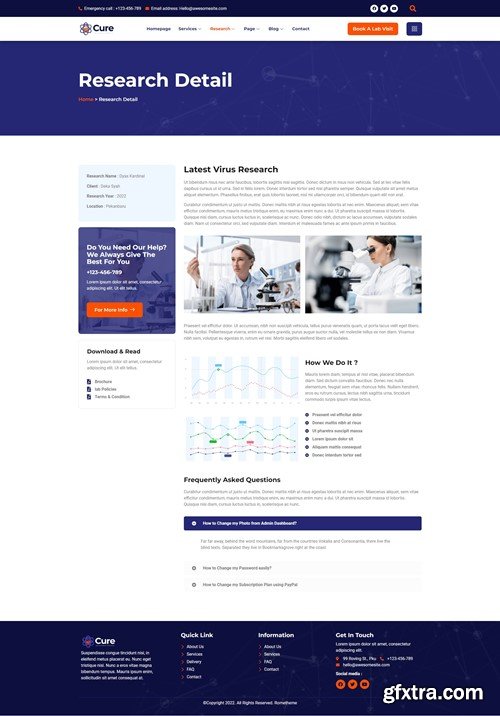 Cure - Science Research & Laboratory Elementor Template Kit 63K3Q22