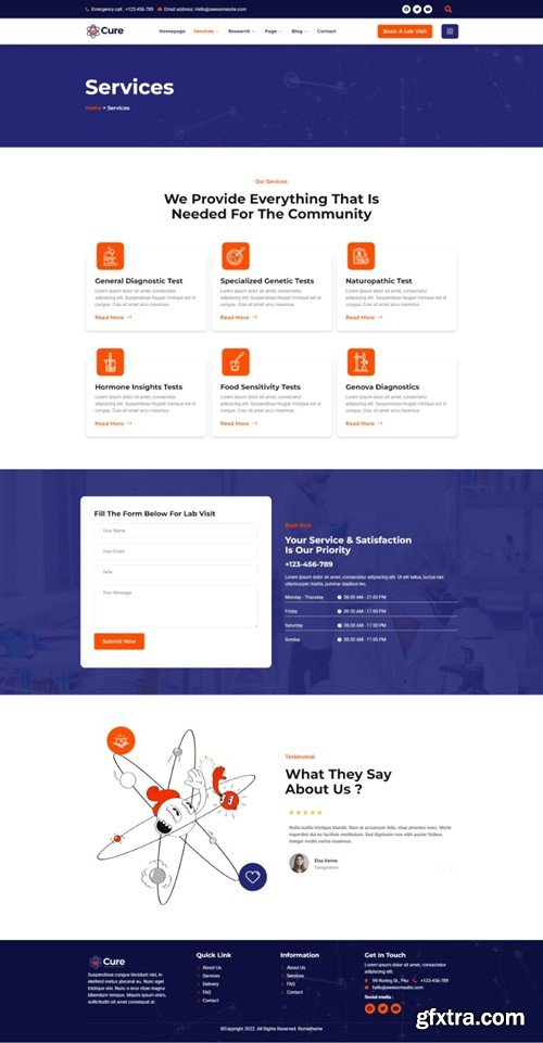 Cure - Science Research & Laboratory Elementor Template Kit 63K3Q22