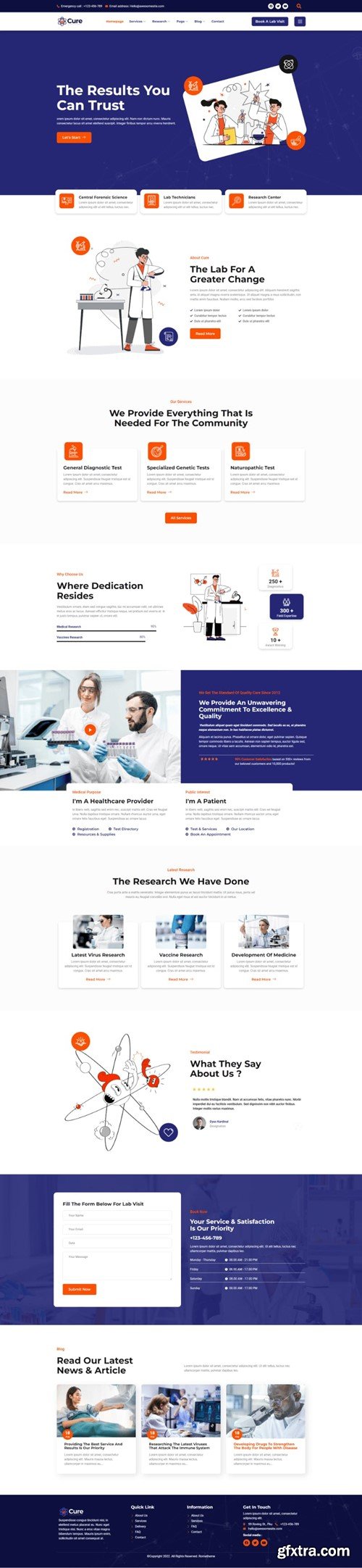 Cure - Science Research & Laboratory Elementor Template Kit 63K3Q22