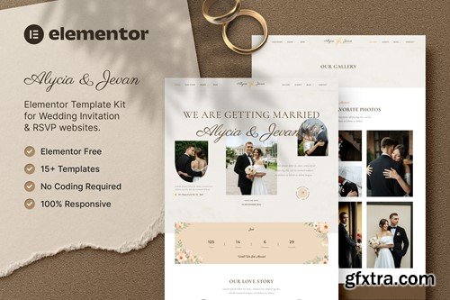 Alycia & Jevan – Wedding Invitation & RSVP Elementor Template Kit BBNYXK5