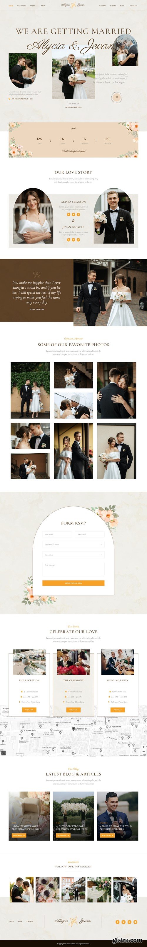 Alycia & Jevan – Wedding Invitation & RSVP Elementor Template Kit BBNYXK5