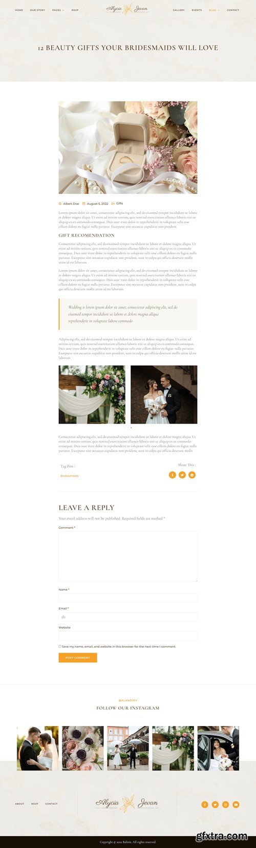 Alycia & Jevan – Wedding Invitation & RSVP Elementor Template Kit BBNYXK5