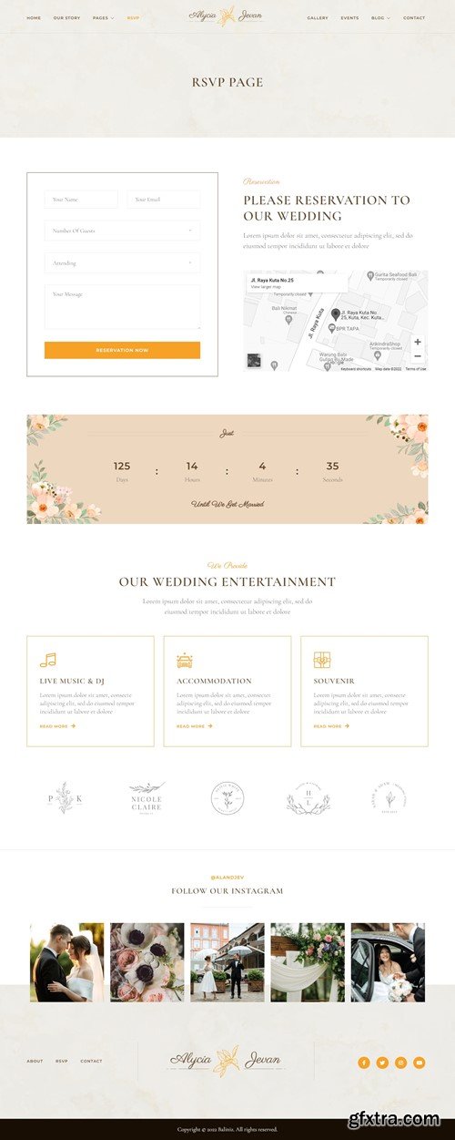 Alycia & Jevan – Wedding Invitation & RSVP Elementor Template Kit BBNYXK5