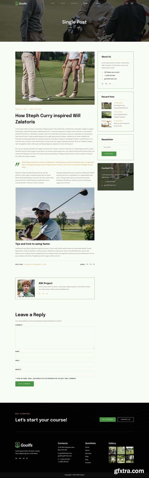 Goolfs - Golf Course & Club Elementor Template Kit 6NLCK88