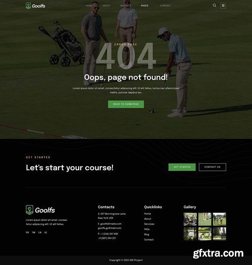 Goolfs - Golf Course & Club Elementor Template Kit 6NLCK88