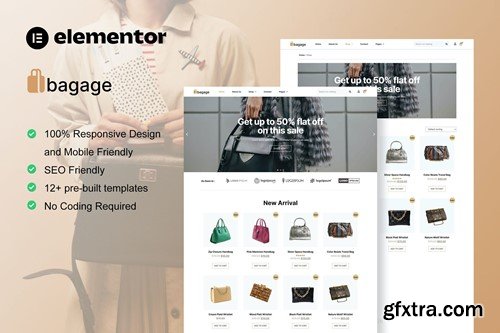 Bagage - Woocommerce Bag Store Elementor Pro Template Kit DGWZ3RK