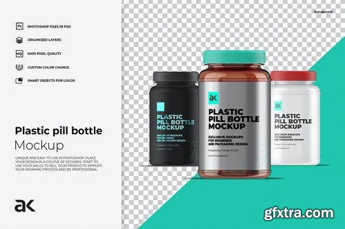 Plastic Pill Jar Bottle Mockup 828JCWR