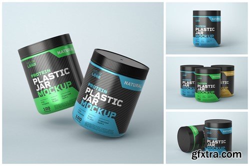 Food Supplement Plastic Jar Mockup AV8UDNY