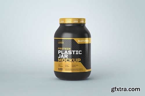 Food Supplement Plastic Jar Mockup V57T9CJ